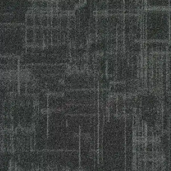 Charcoal and dark gray low-pile nylon carpet with light