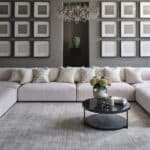 Premium grey textured carpet rolls for modern living room flooring.