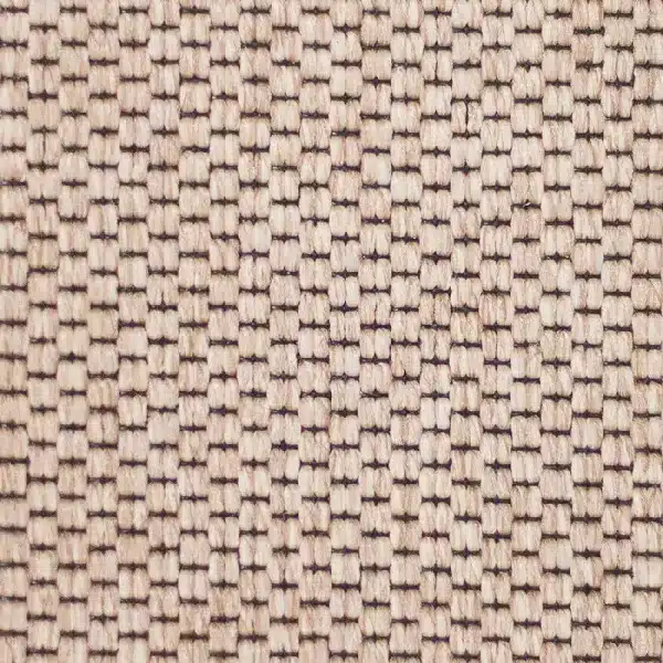 beige woven propylene carpet with a basketweave pattern