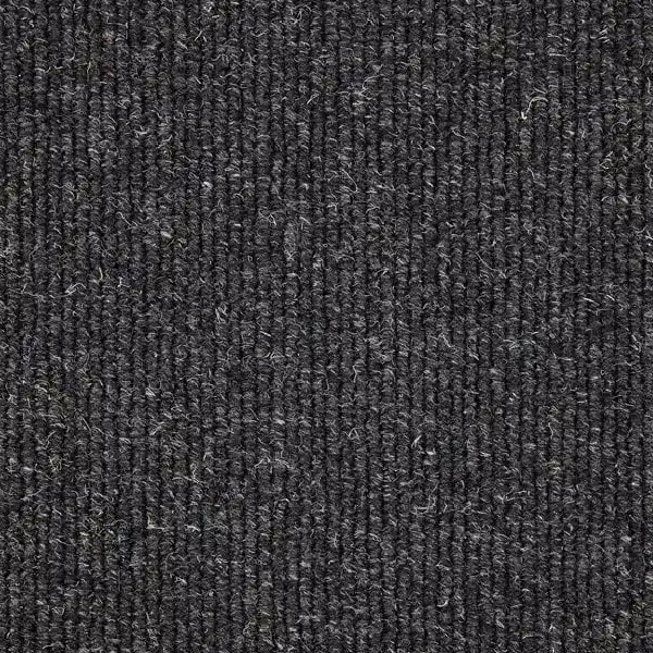 dark charcoal gray loop pile carpet with a vertical ribbed texture