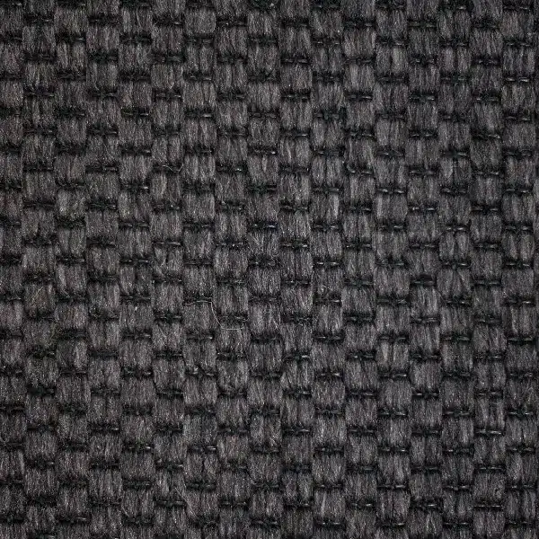dark gray woven propylene carpet with a basketweave pattern