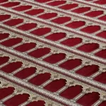red mosque carpets with traditional Islamic patterns for large prayer spaces in Dubai.