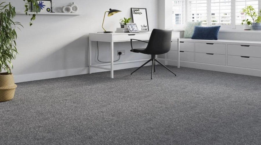 Charcoal saxony wall to wall carpet in an office