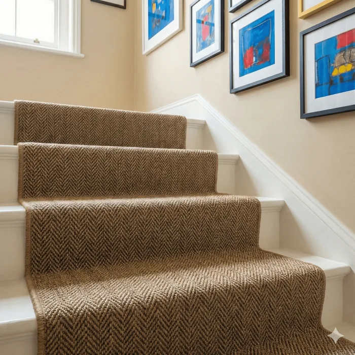 Herrigbone stair carpet